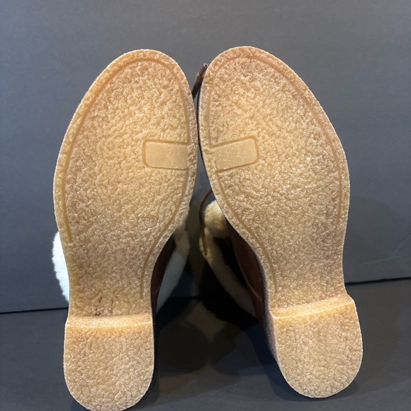 Brown Lace Up Boots with Cream Fur Lining - Picture 9 of 10